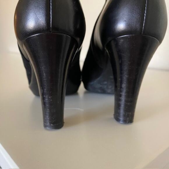 Aquatalia by Marvin K Black Leather Suede Ankle Boots Buckle 3" Heel Women's 6B - Picture 9 of 13